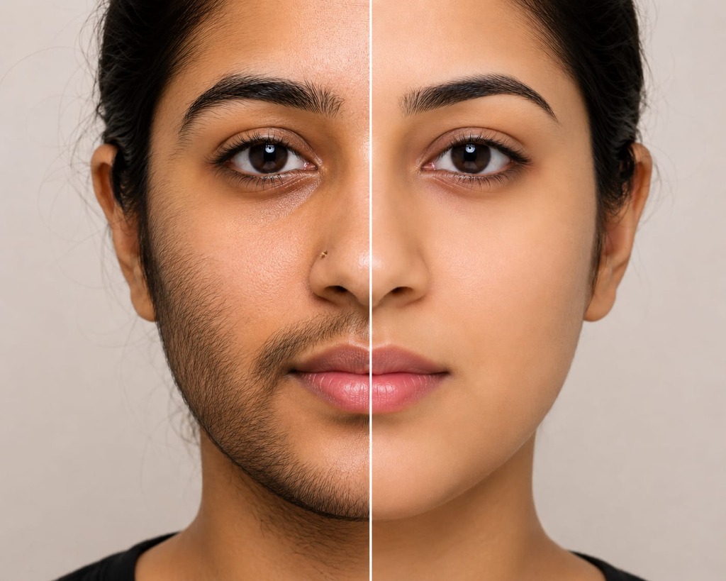 Before and After Permanent Hair Removal Treatment